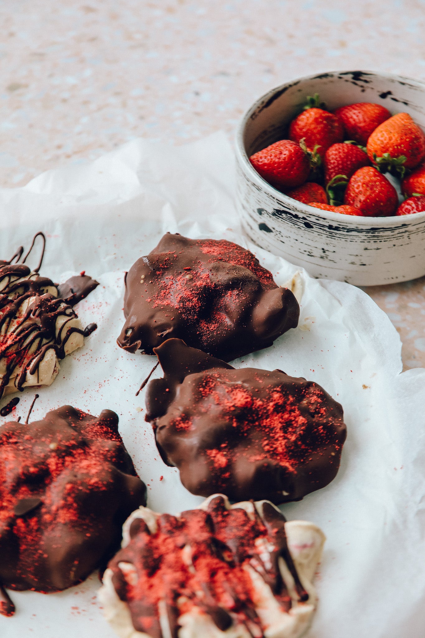 Chocolate Covered Strawberry Clusters