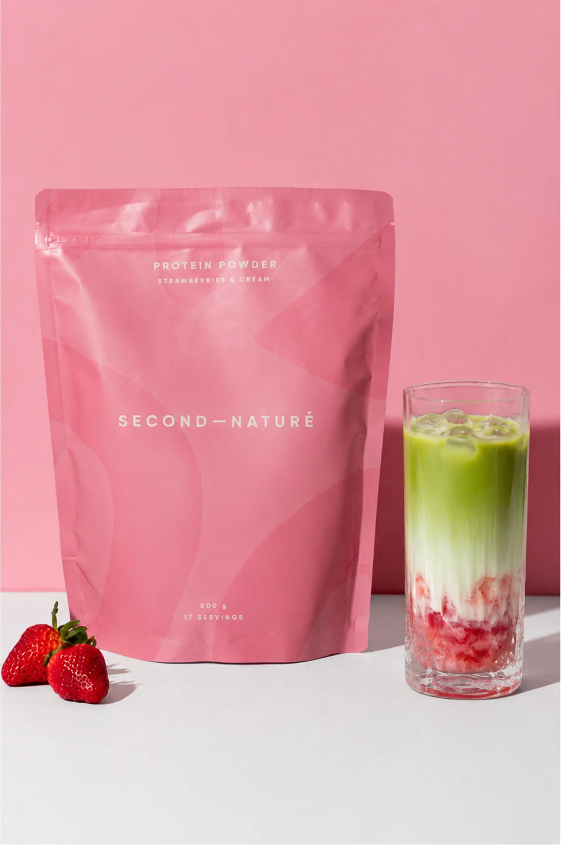 Iced Protein Strawberry Matcha